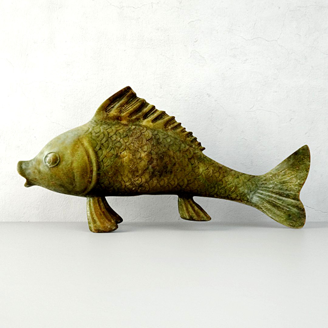 Large Bronze Good Luck Koi Fish
