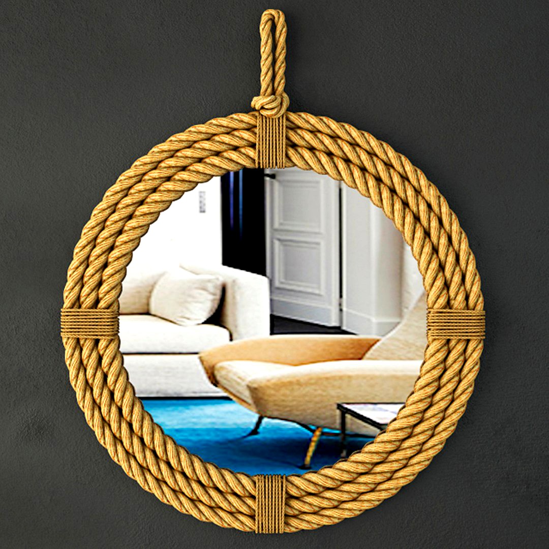 Round Hanging Rope Mirror