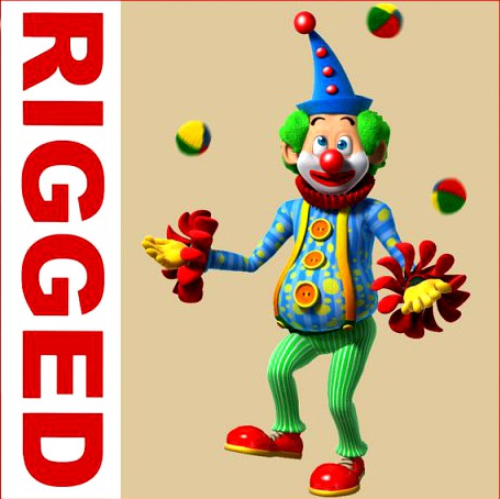Clown cartoon rigged 02 3D Model
