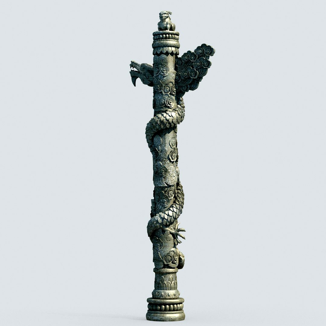 Asian Chinese Dragon Pillar 01