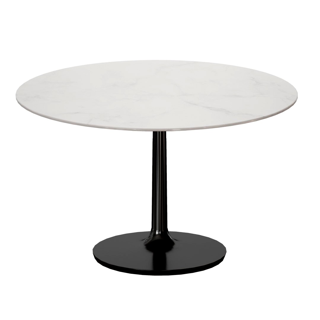 Nero White Marble Dining Table with Matte Black Base