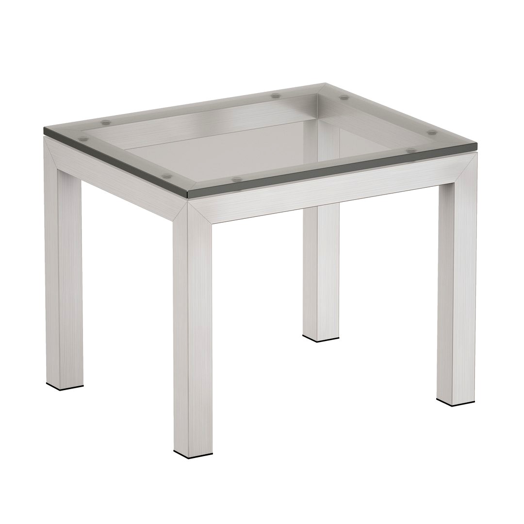 Parsons Clear Glass Top Stainless Steel Base End Table