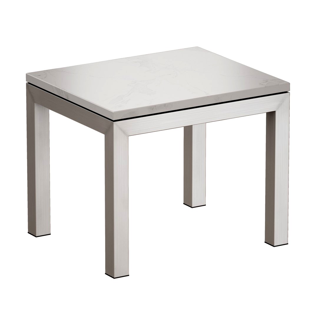 Parsons White Marble Top Stainless Steel Base End Table