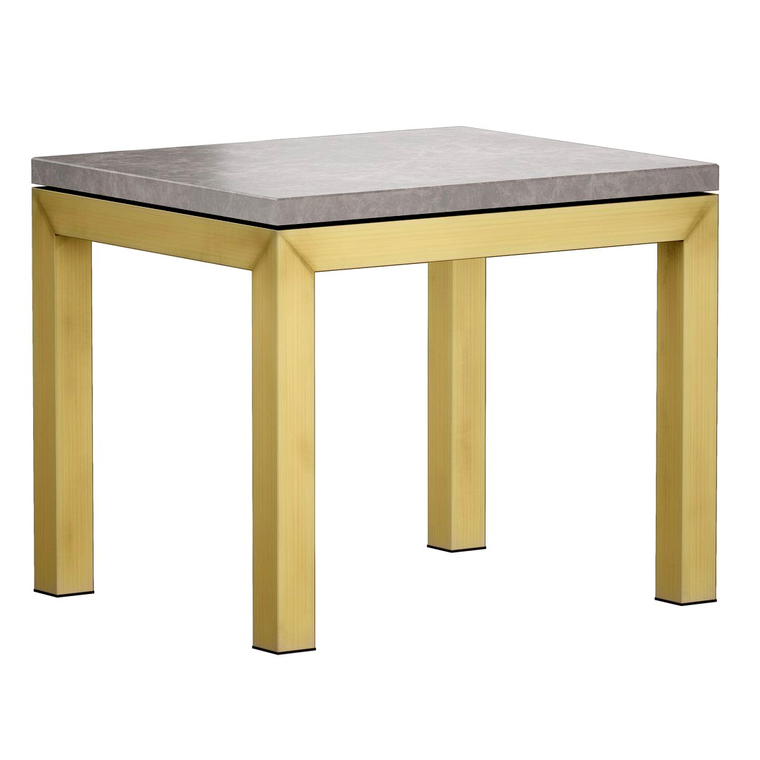 Parsons Grey Marble Top Brass Base End Table