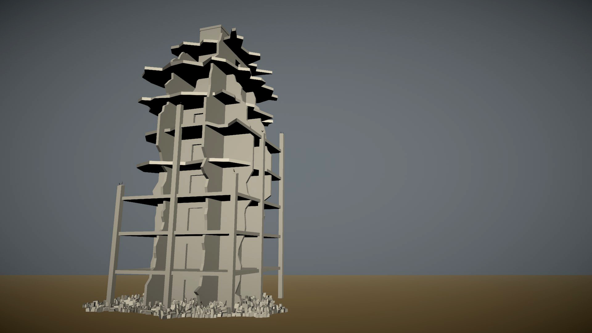 Low Poly Destroyed Building 21