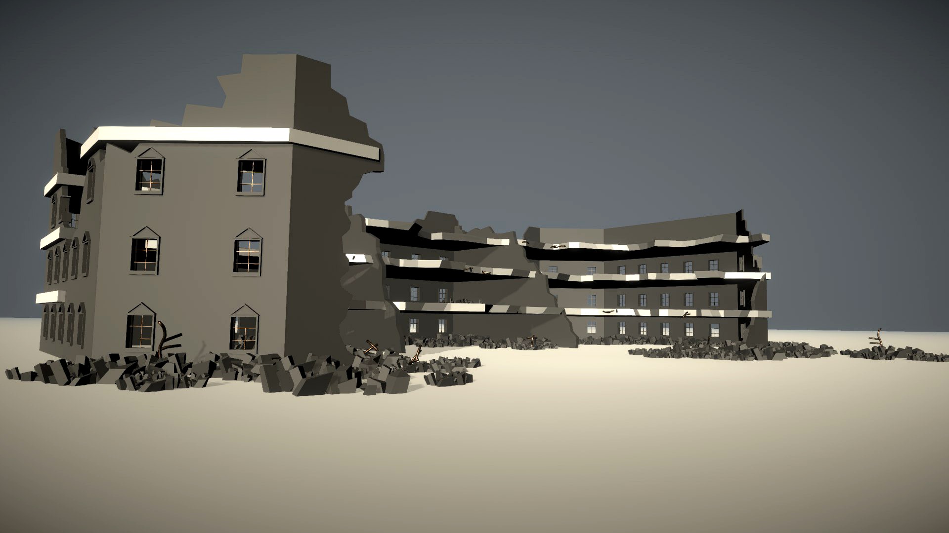Low Poly Destroyed Building 17