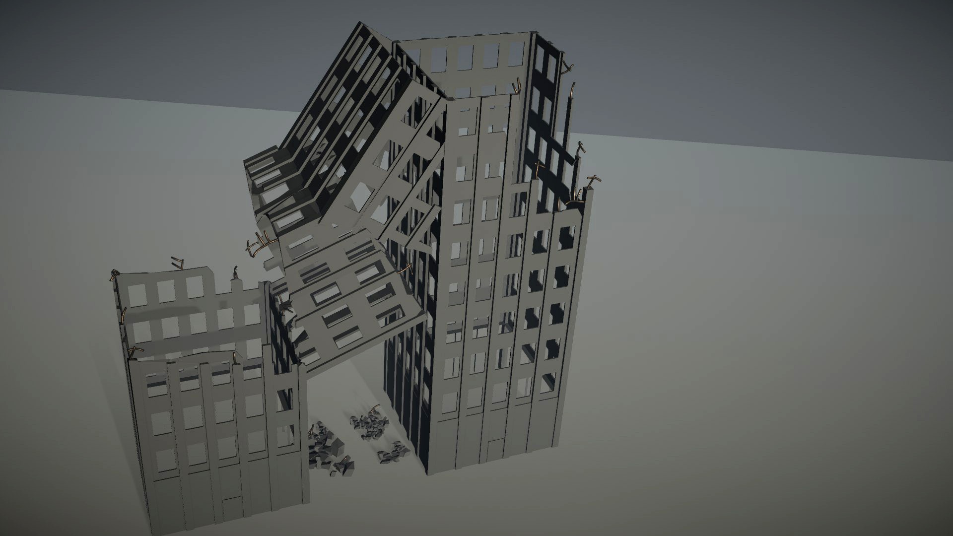 Low Poly Destroyed Building 09