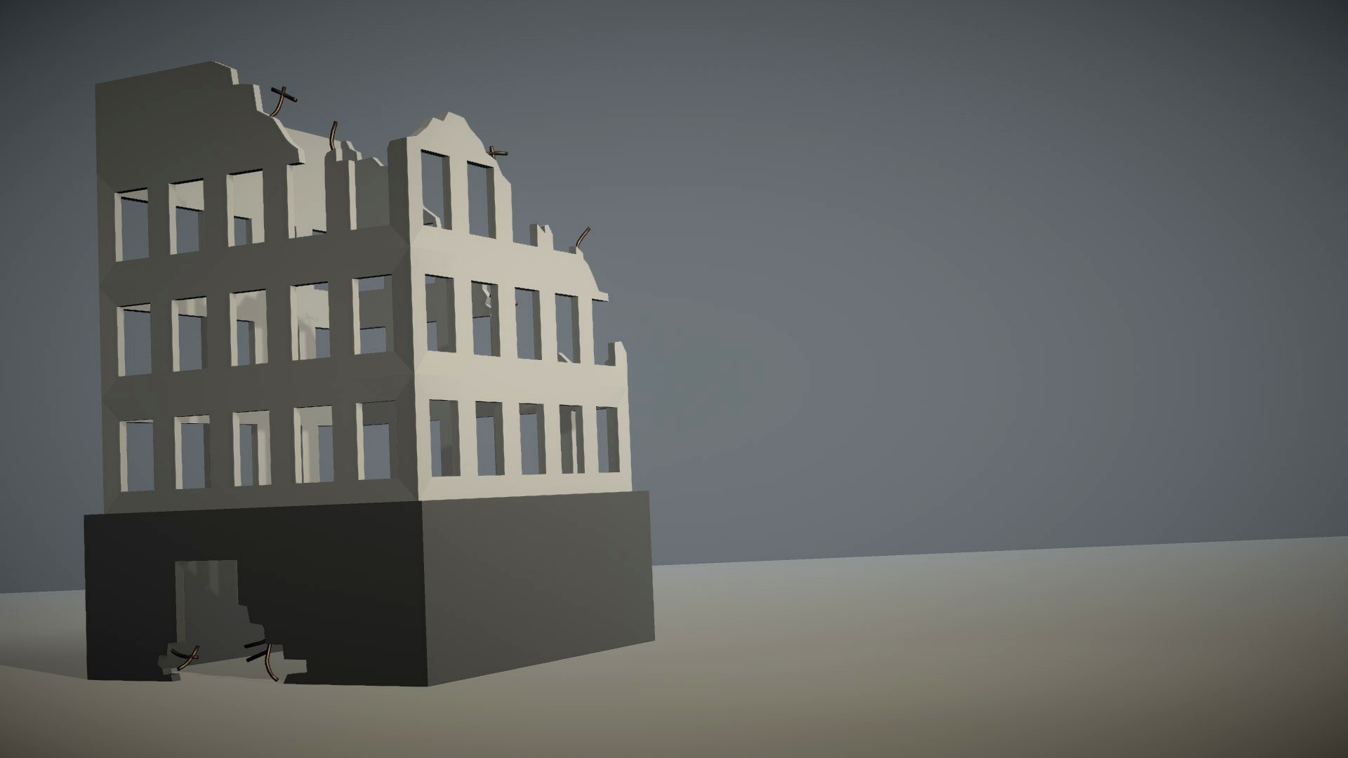 Low Poly Destroyed Building 06