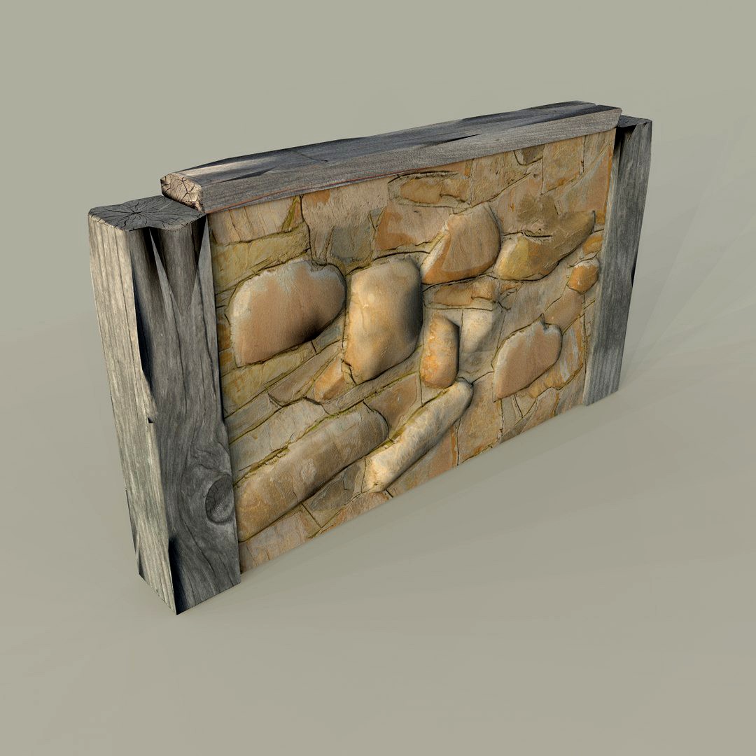Low Poly Stone Wall Section