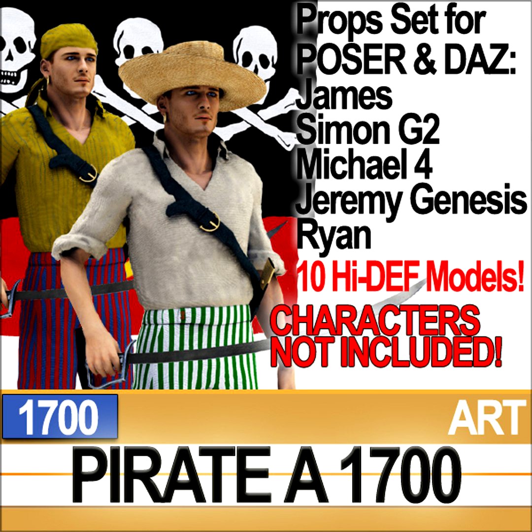 Props Set Poser Daz for Pirate A 1700