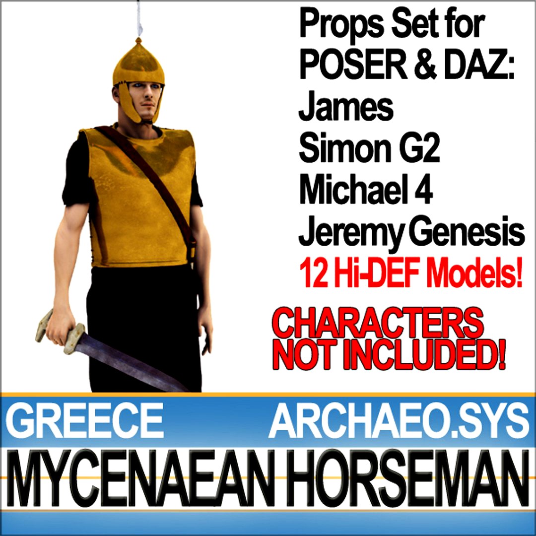 Props Set Poser Daz for Greek Mycenaean Horseman