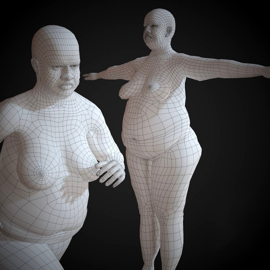 Rigged Obese Black Woman Basemesh