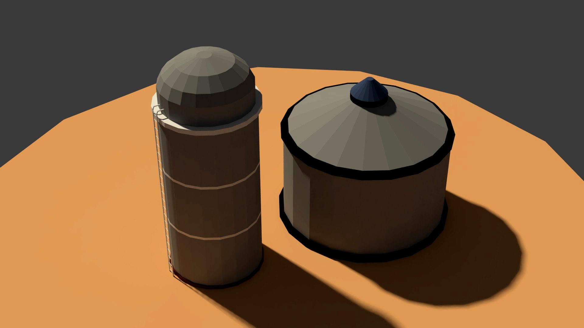 Low Poly Farm Silos