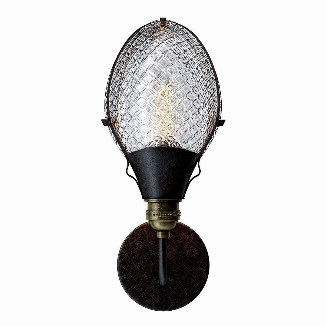 Early Style Quilted Glass Operating Room Light Sconce