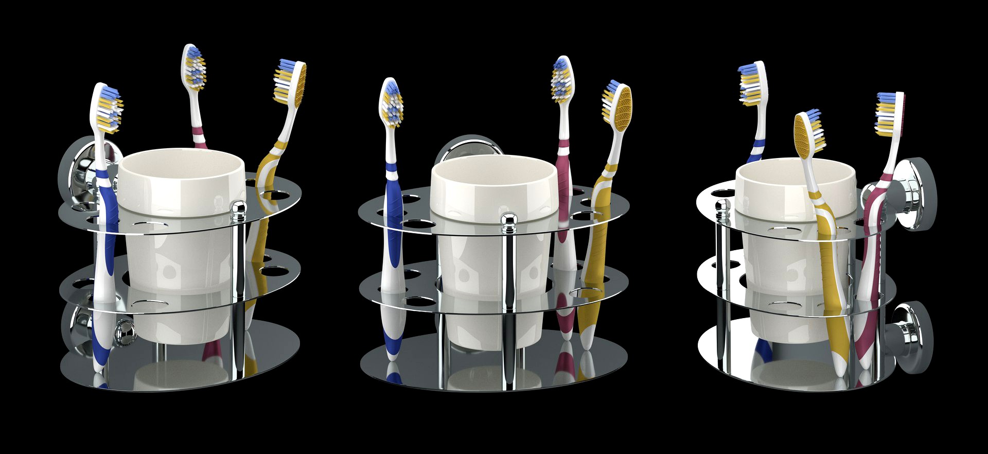 3 toothbrush and holder