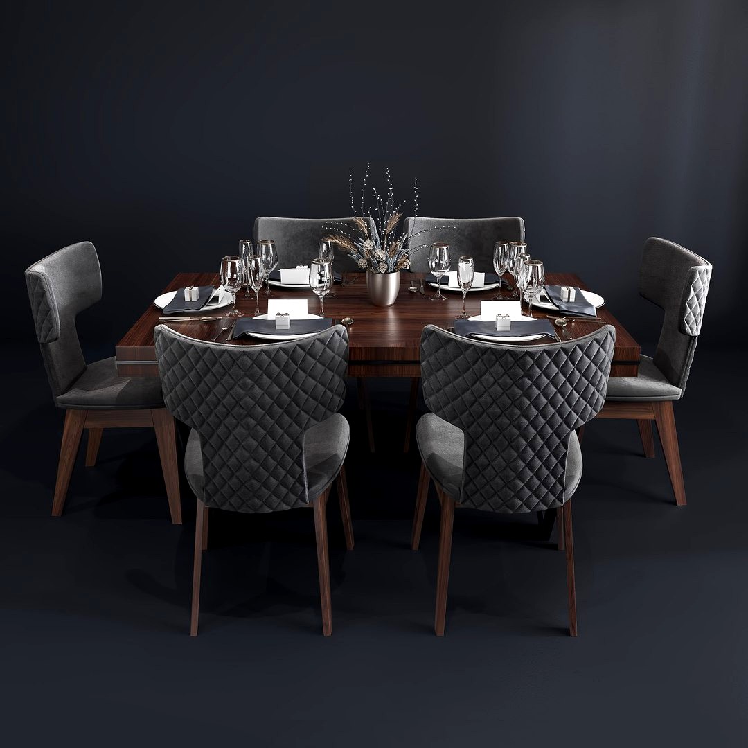 Bamax Slash dining room set with table setting and decor
