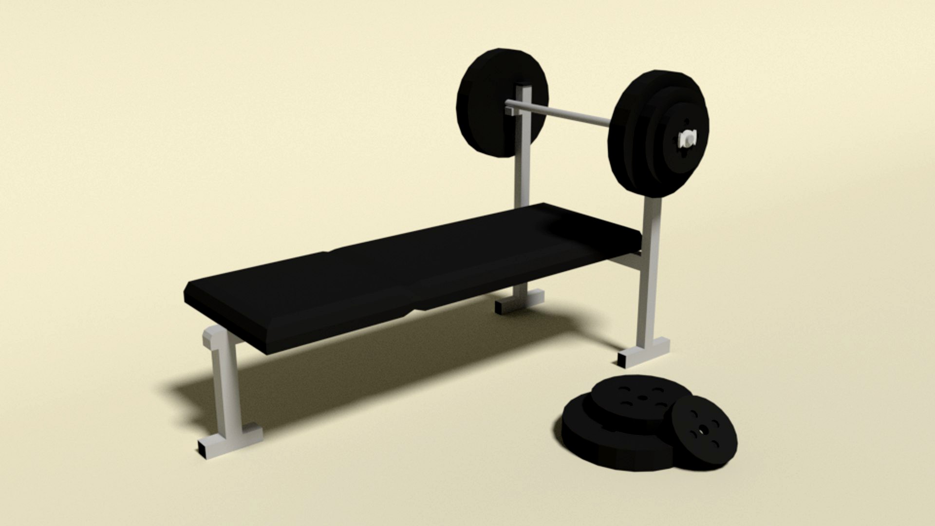 Low Poly Cartoon Weight Bench