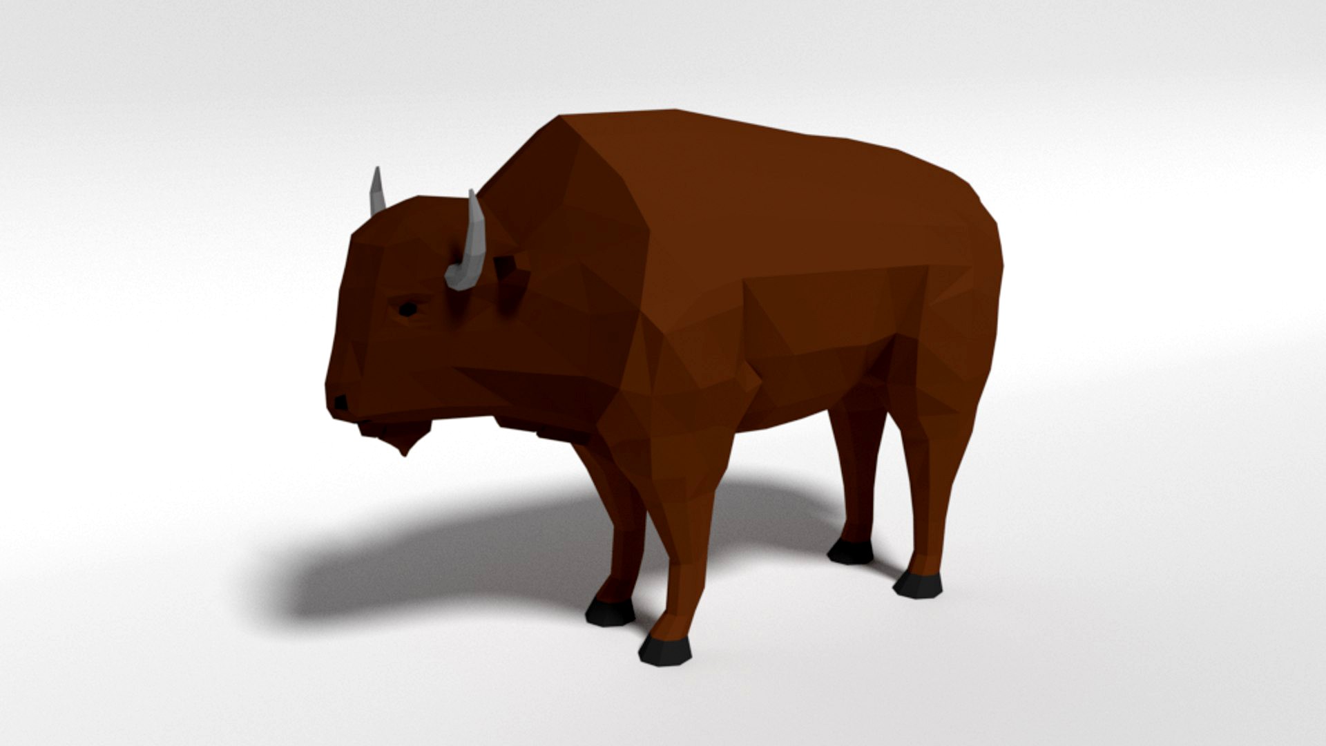 Low Poly Cartoon Bison