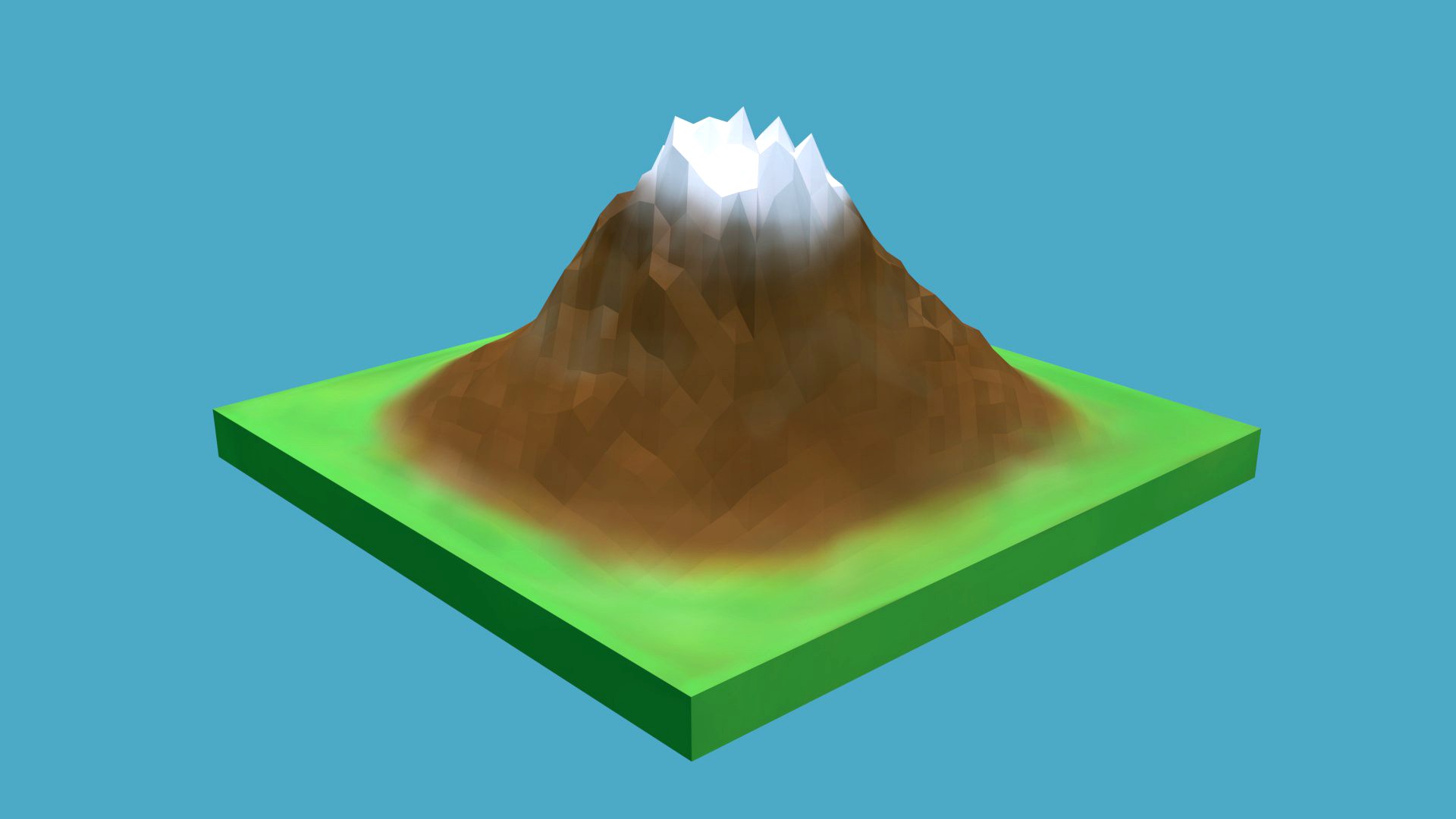 Low Poly Cartoon Stylish Mountain