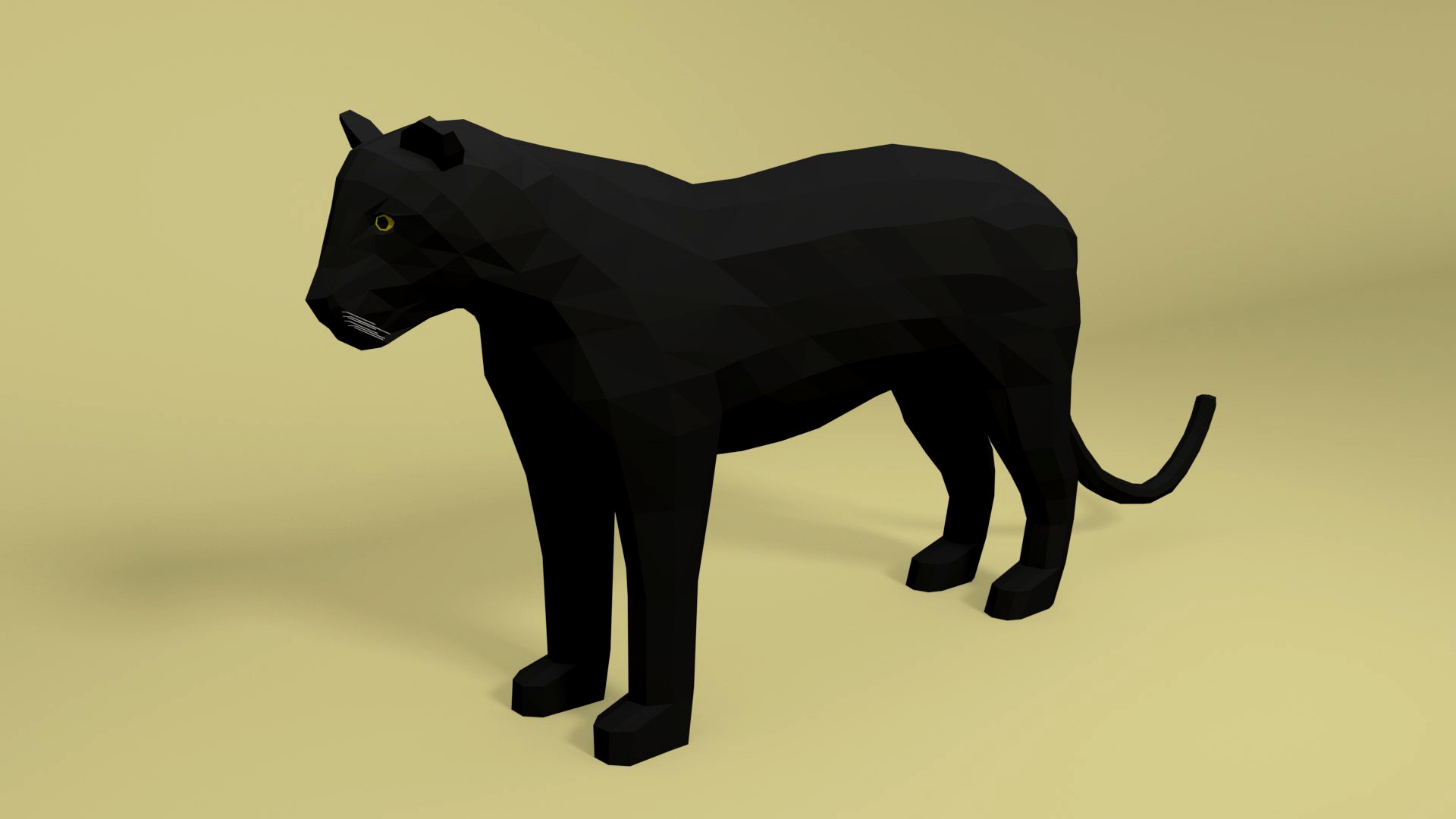 Low Poly Cartoon Black Panther