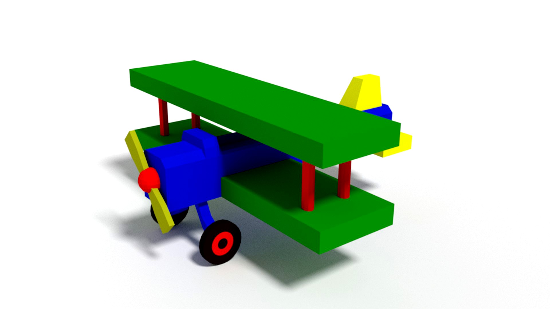 Low Poly Cartoon Biplane Toy