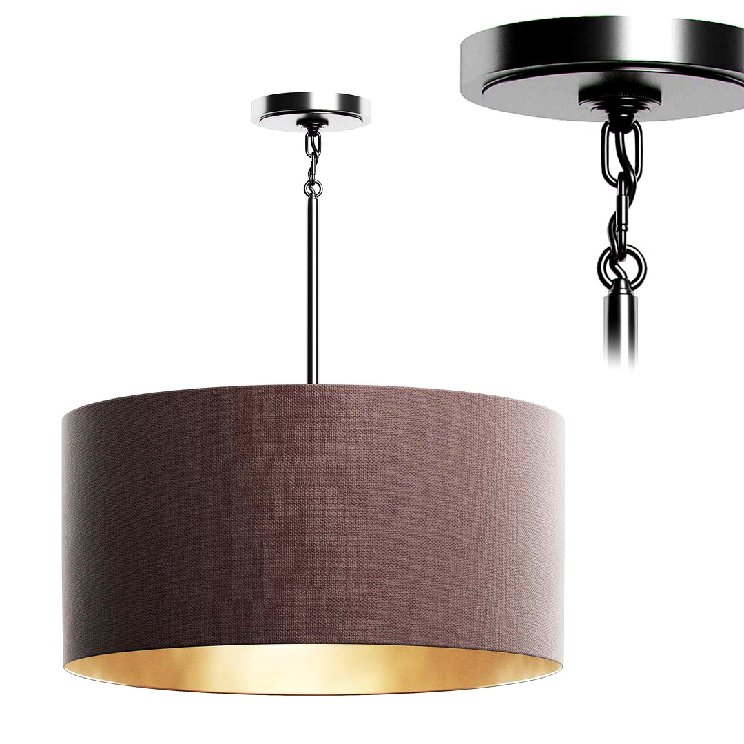 CICERO ROUND SHADE PENDANT GREY LINEN