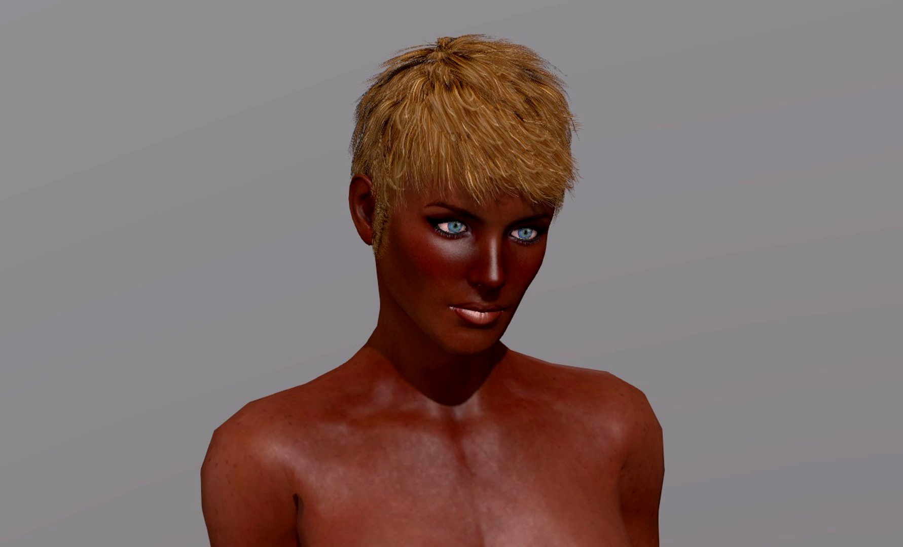 Naked African woman Rigged 3d game character