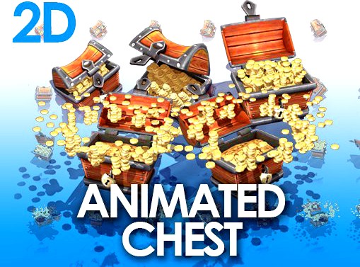2D Gold Chest 3D Model
