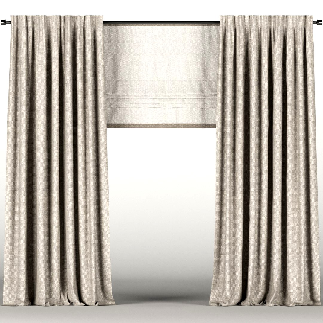 Brown curtains with roman blinds