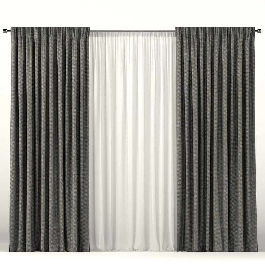 Gray curtains with gray tulle