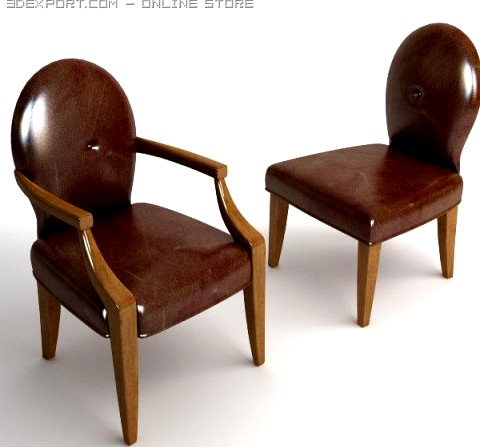 2 Leather Chairs 3D Model