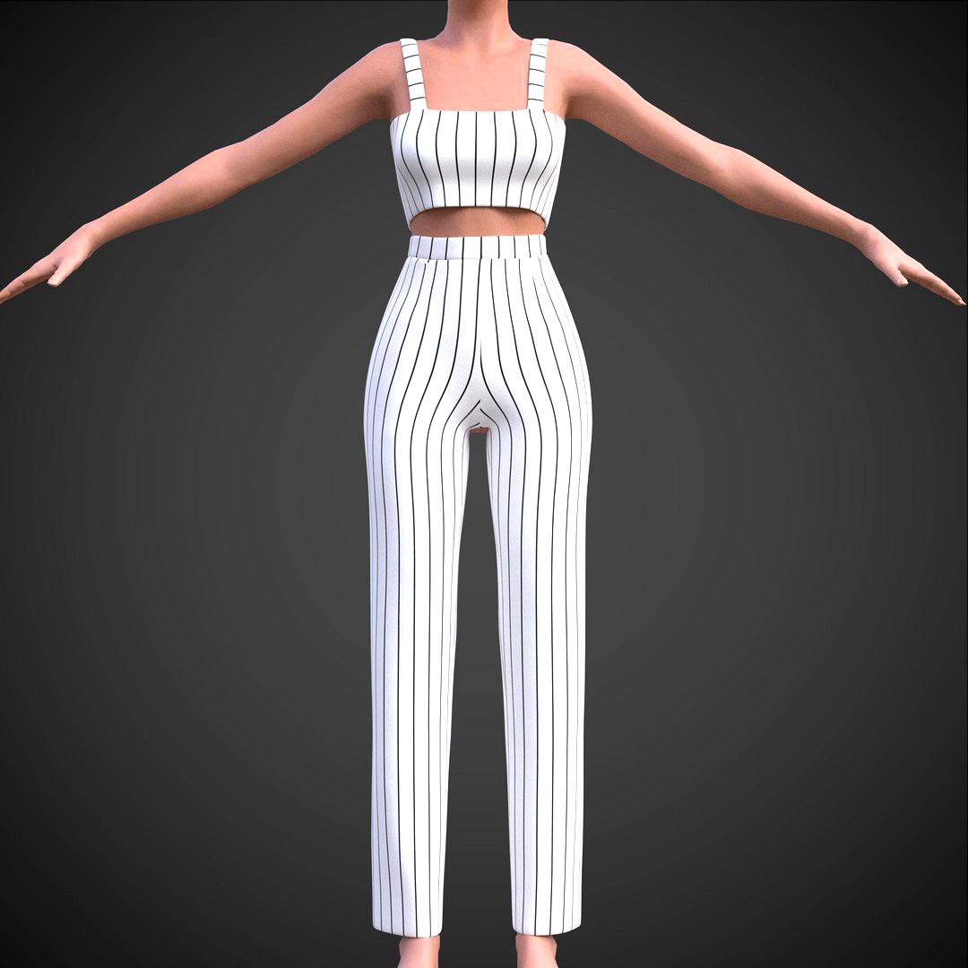 two piece stripes outfit- Crop Cami Top And pants