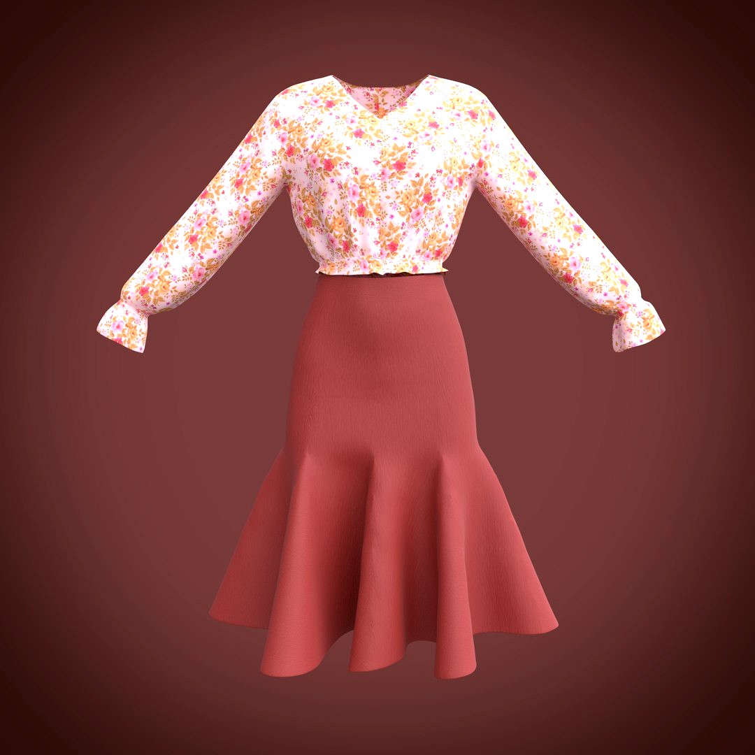classy dress - ruffled blouse and skirt