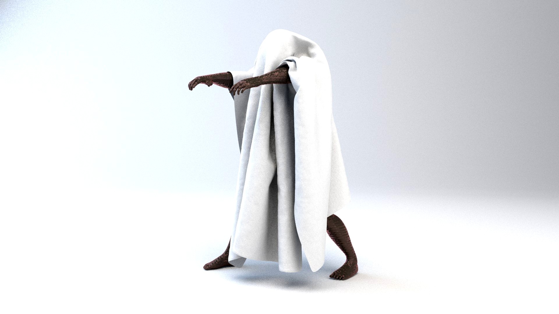 Classic Horror Sheet Covered Ghost Character 3D Asset