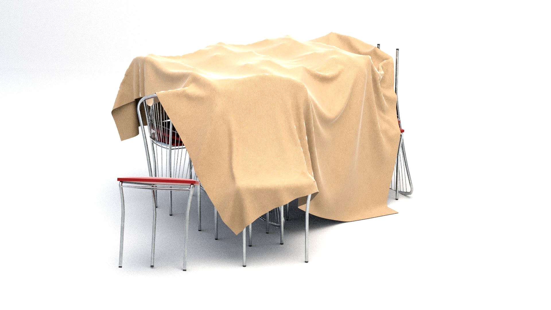 Stacked Chairs covered by Sheet Asset