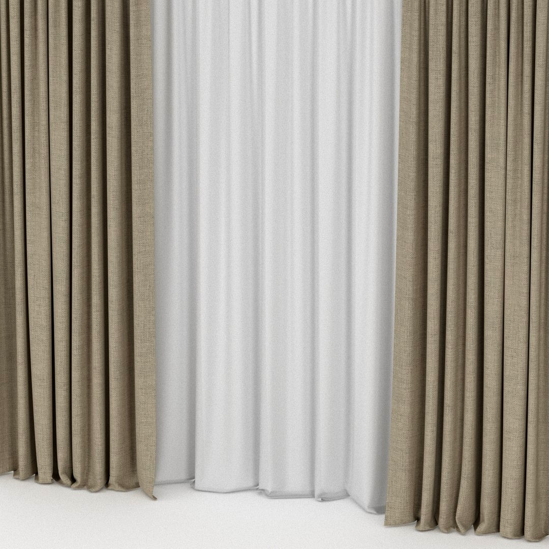 Beige curtains with tulle