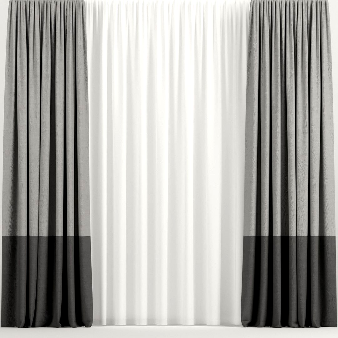 Two-tone curtains with tulle