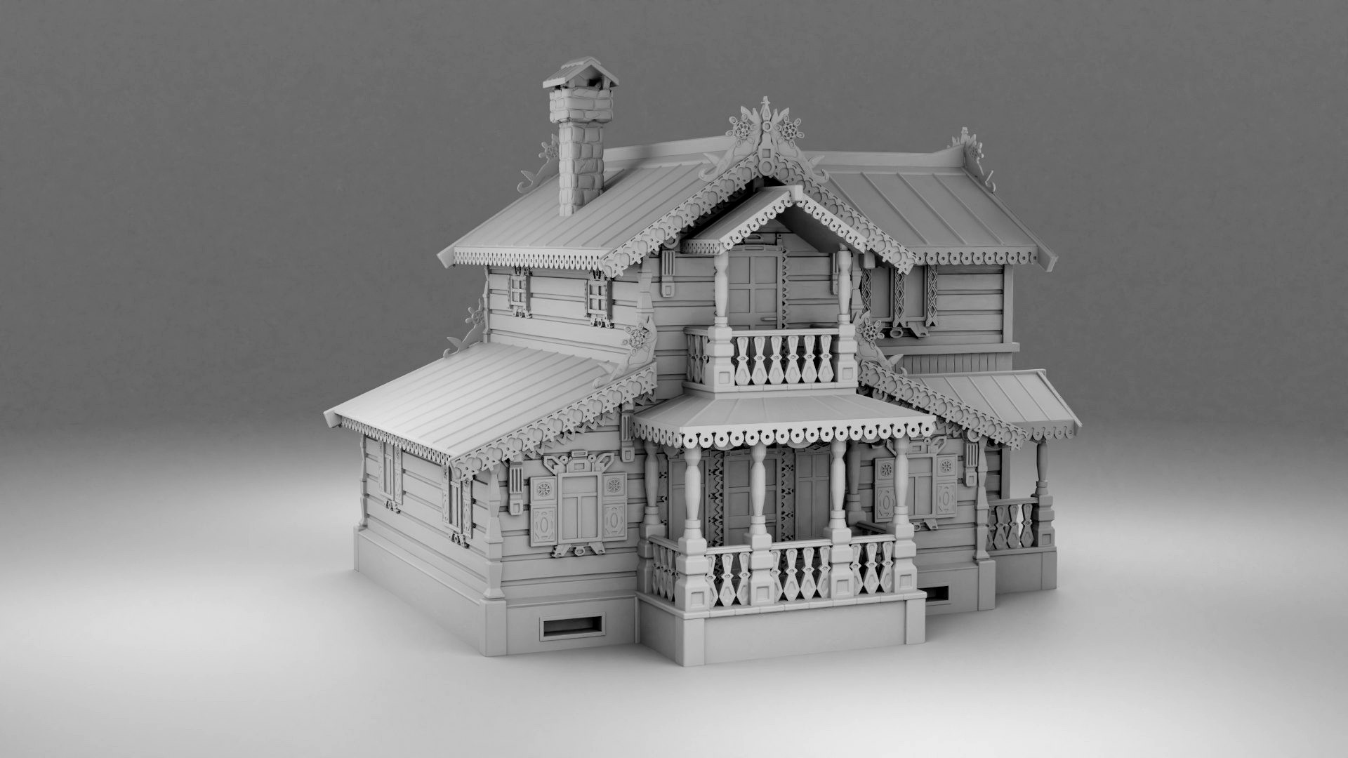Carved russian house