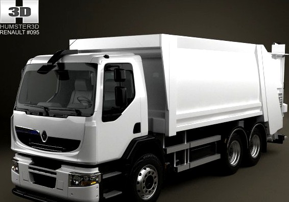 Renault Premium Distribution Hybrys Garbage Truck 3D Model