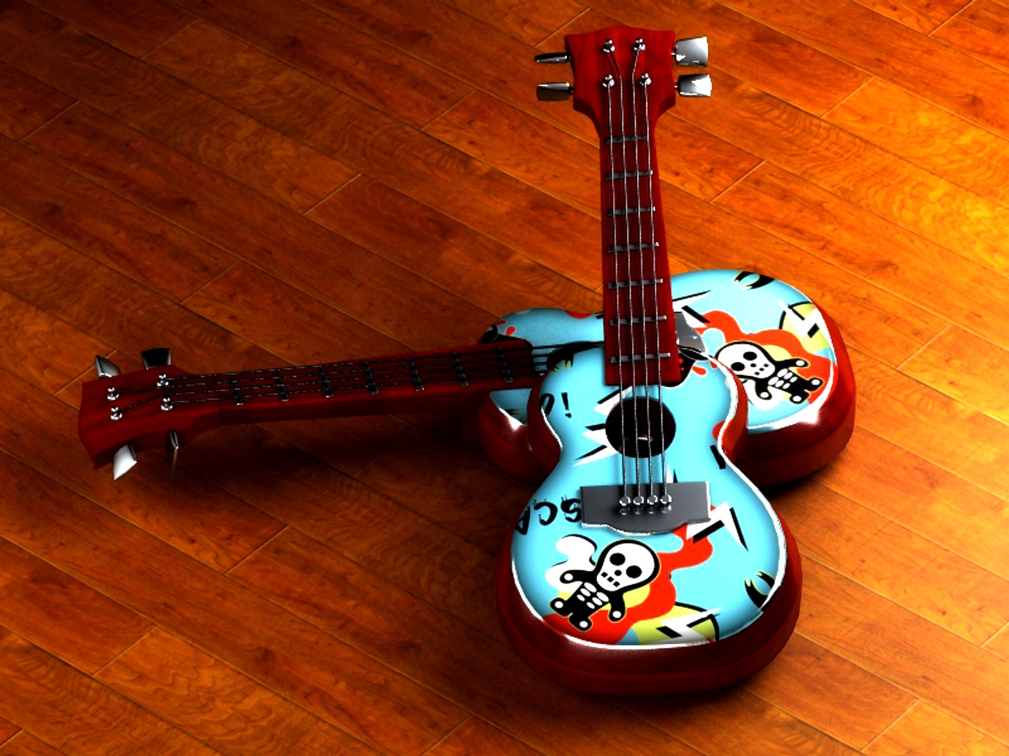 Cartoon Guitar  Animated Musical Instrument