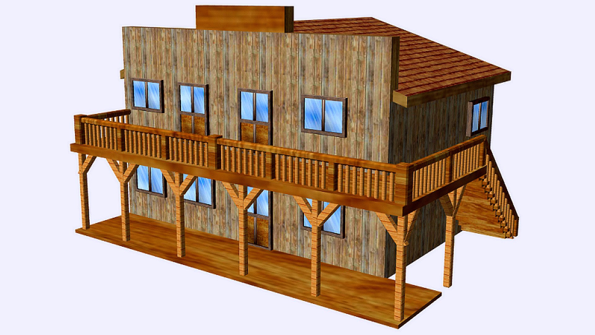 house 050 low poly western style house or commercial building