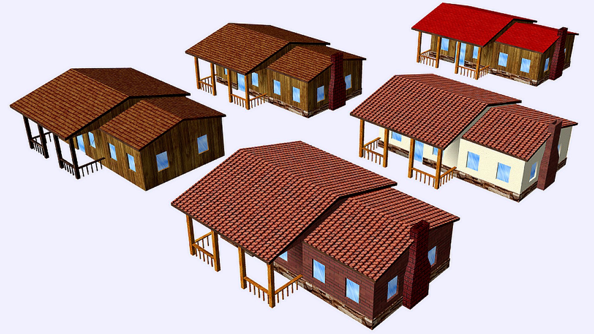 house 039 low poly house in 5 variations