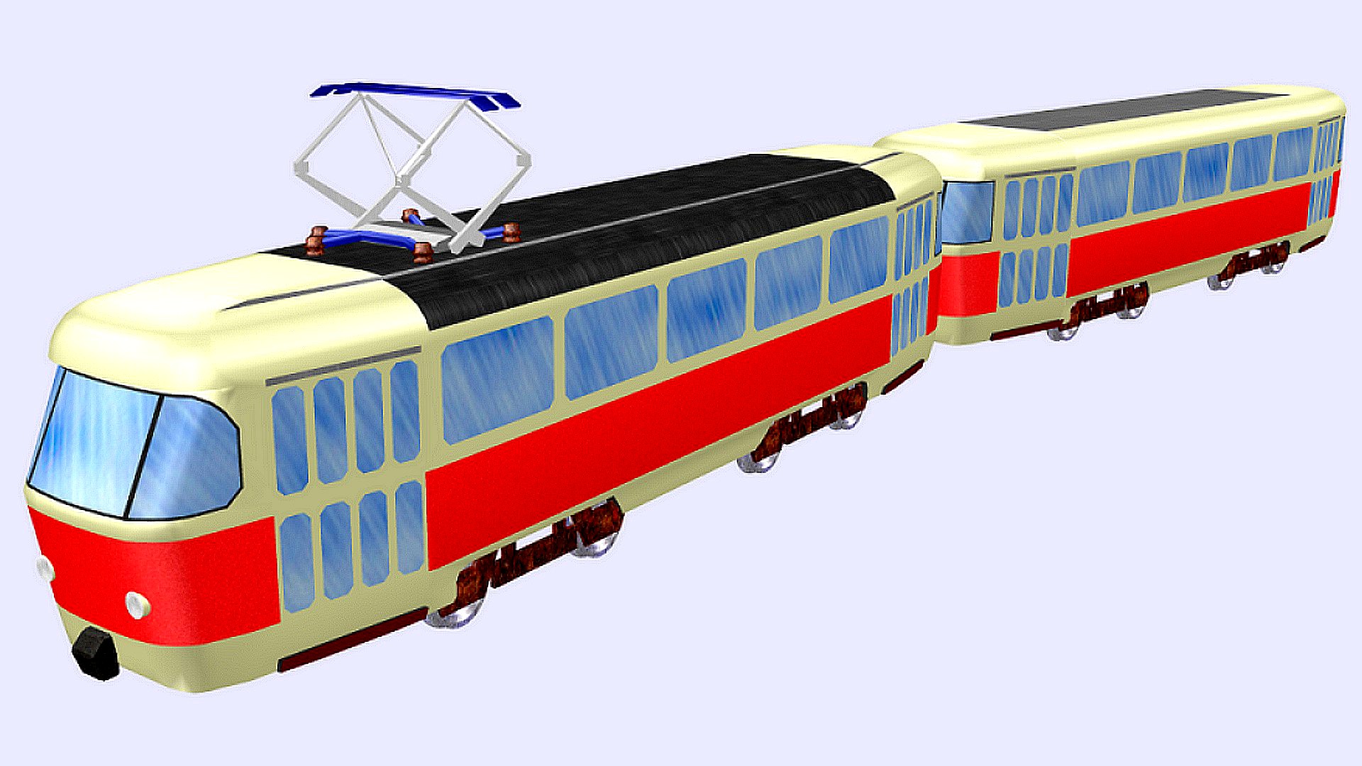 tram, light rail. tatra t3 tram with wagon