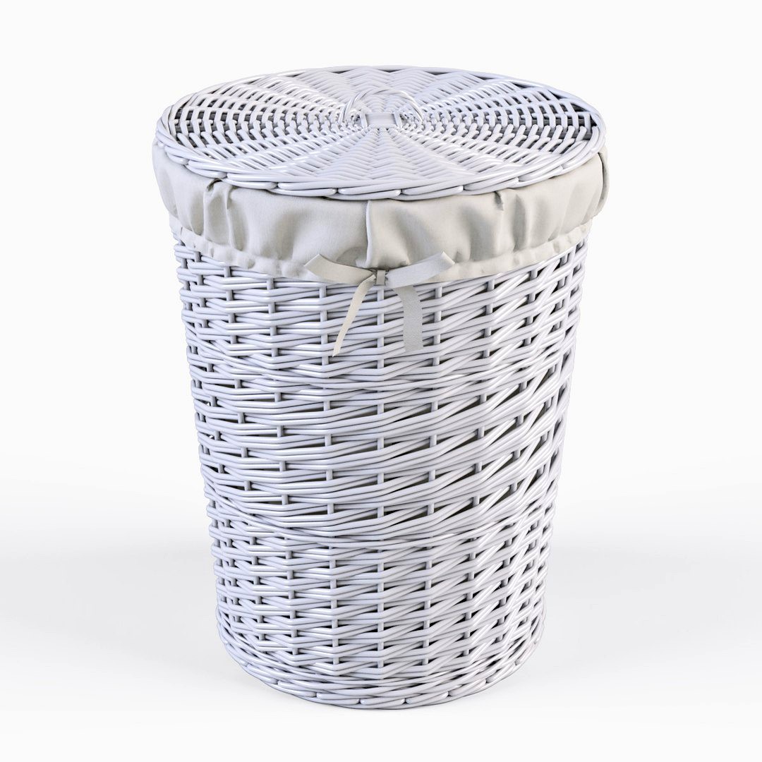 Wicker Laundry Basket 03(White Color)