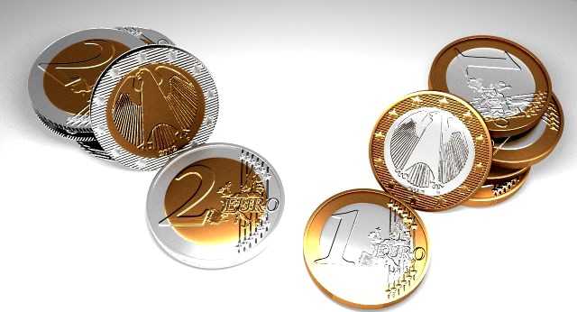 1 and 2 EURO COINS collection 3D Model