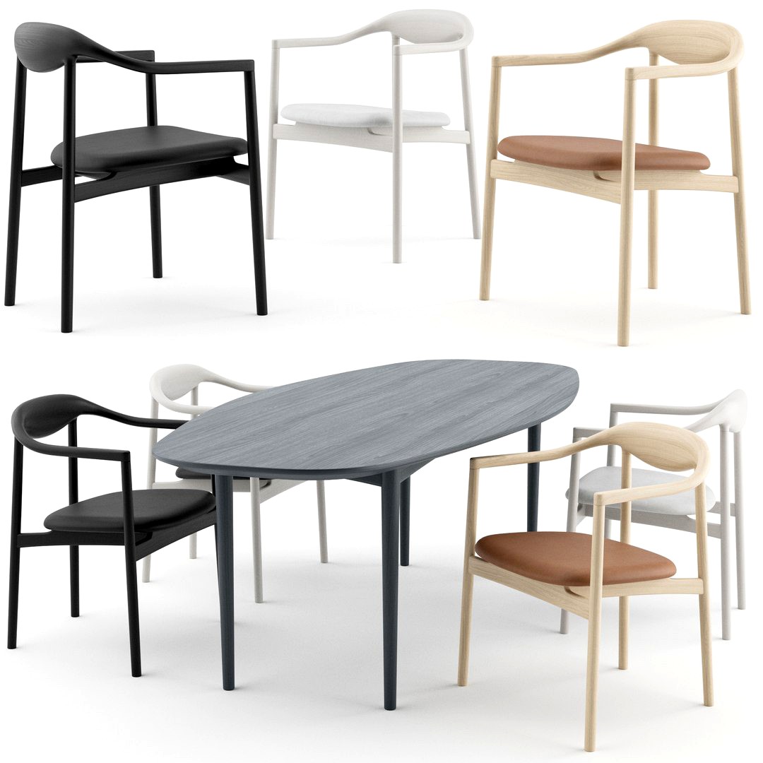 Jari Chair with Round Table and Ellipse Table by BRDR Kruger