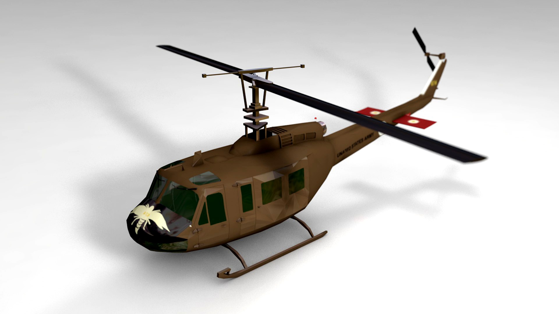 UH-1 US Army Helicopter Low Poly