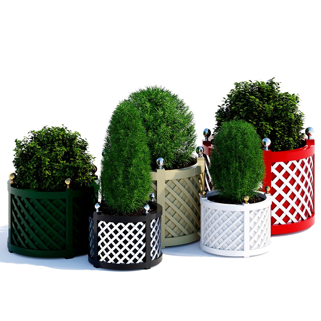 Round treillage planters 1