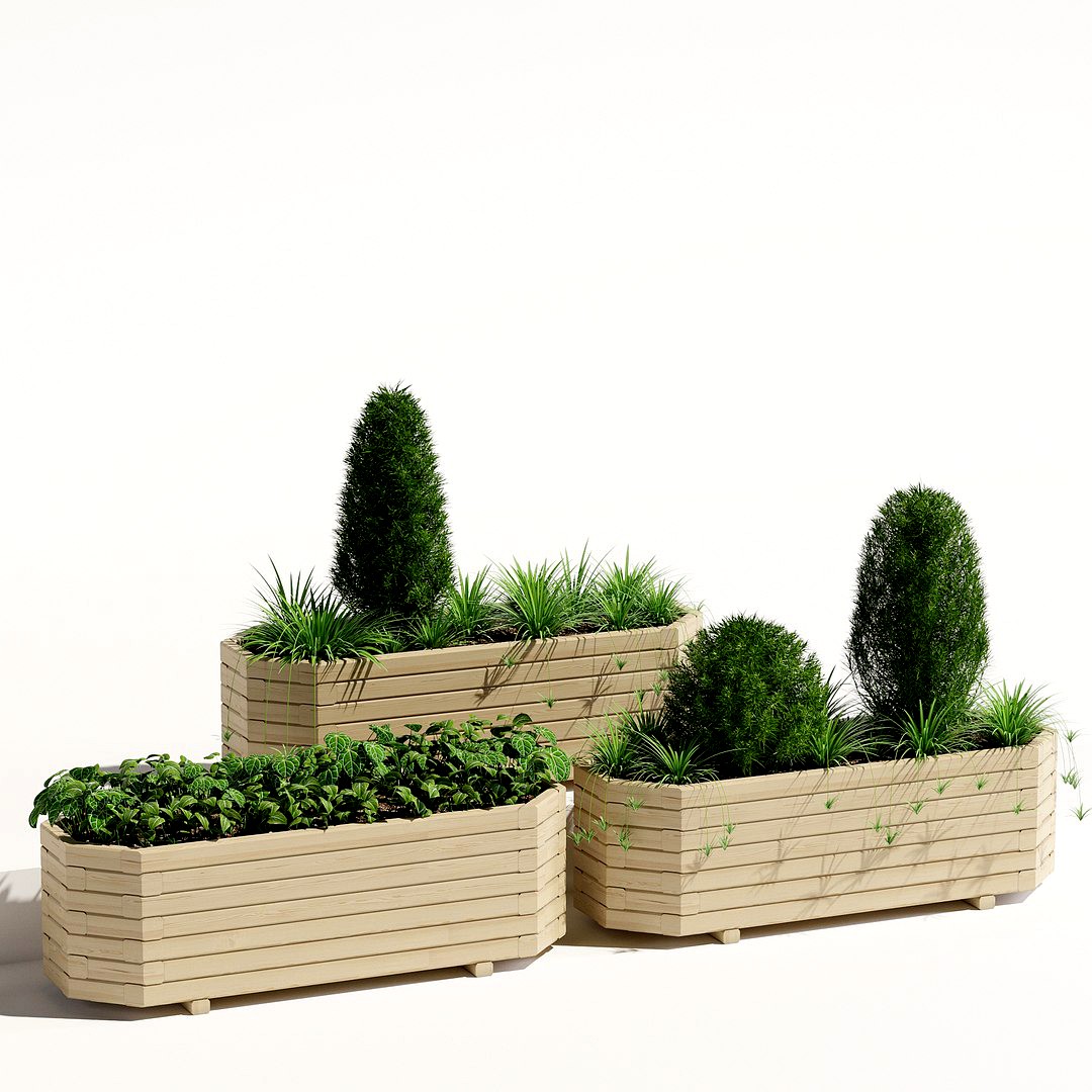 Octagonal trough planter