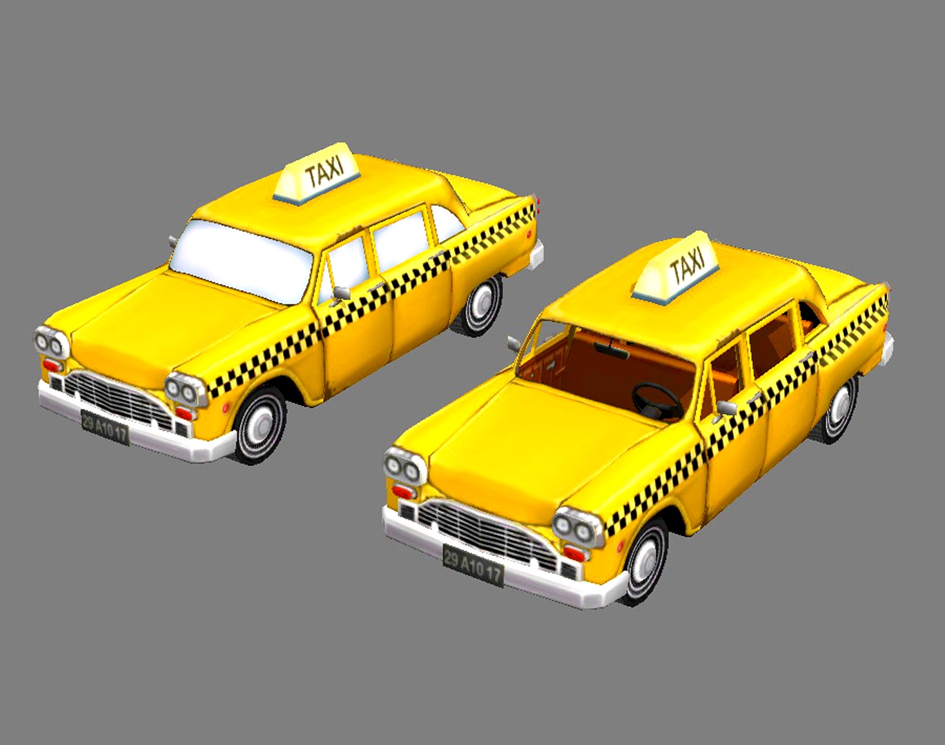 Cartoon taxi - yellow